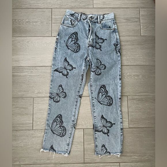 PacSun Eco Butterfly High Waisted Straight Leg Jeans size 26 - Picture 5 of 12